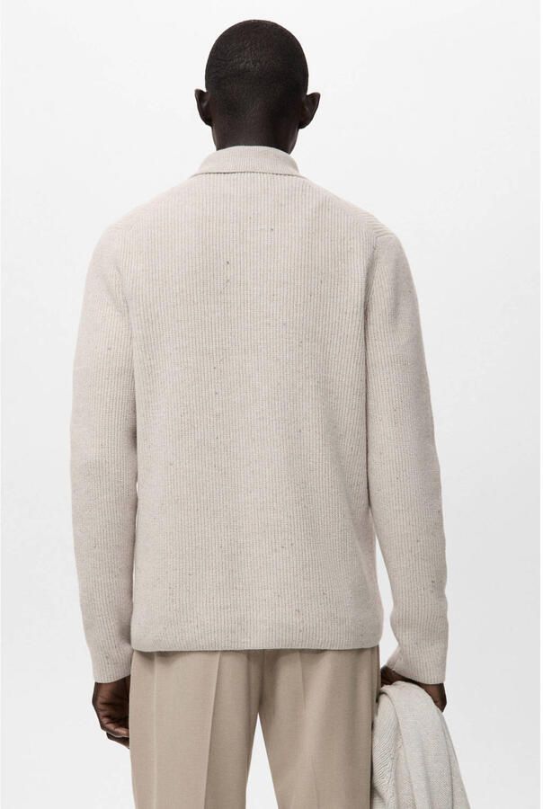 Mango Man vest met wol rib gebreid beige - Foto 2
