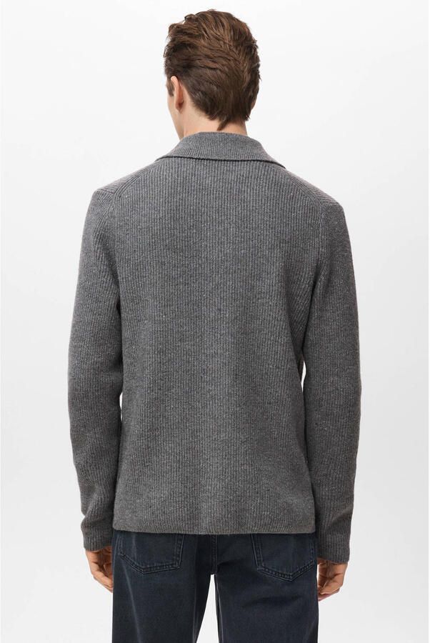 Mango Man vest met wol rib gebreid grijs - Foto 2