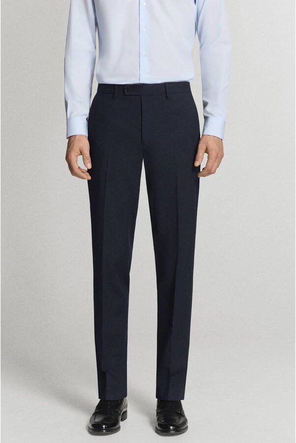 Mango Man viscose broek donkerblauw