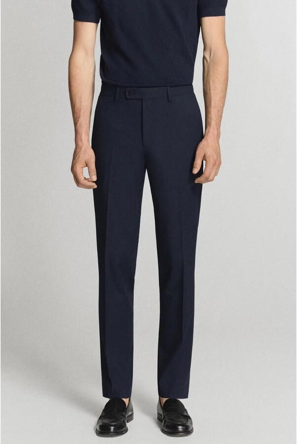 Mango Man viscose broek donkerblauw - Foto 3