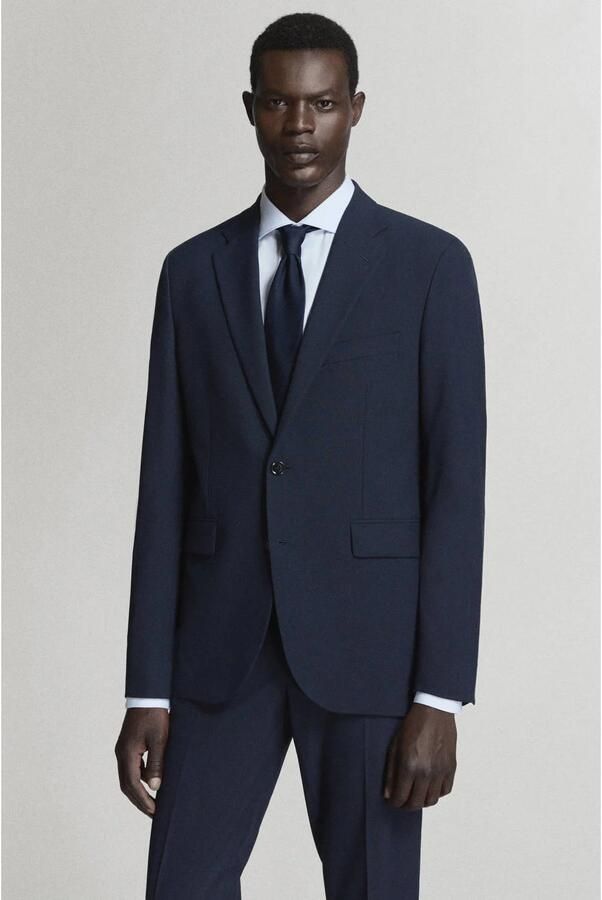 Mango Man viscose slim fit colbert donkerblauw