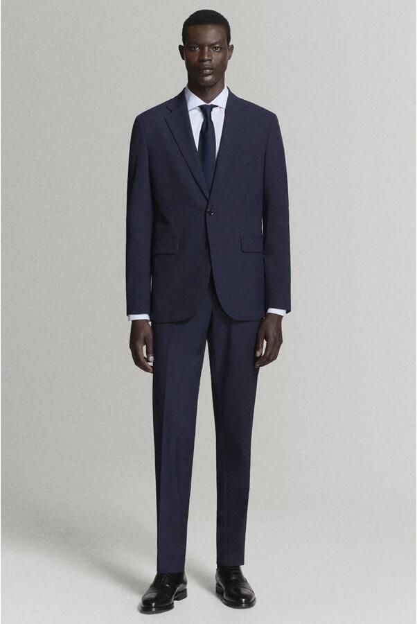 Mango Man viscose slim fit colbert donkerblauw - Foto 2