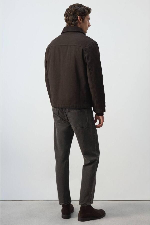 Mango Man winterjas met corduroy details middenbruin - Foto 3