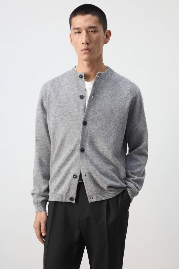 Mango Man wollen gebreid vest middengrijs