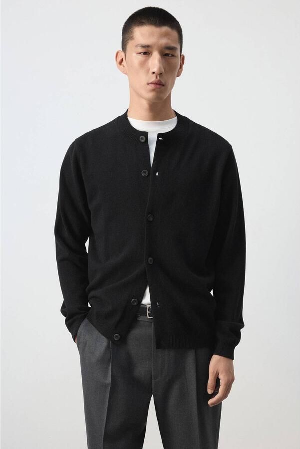 Mango Man wollen gebreid vest zwart
