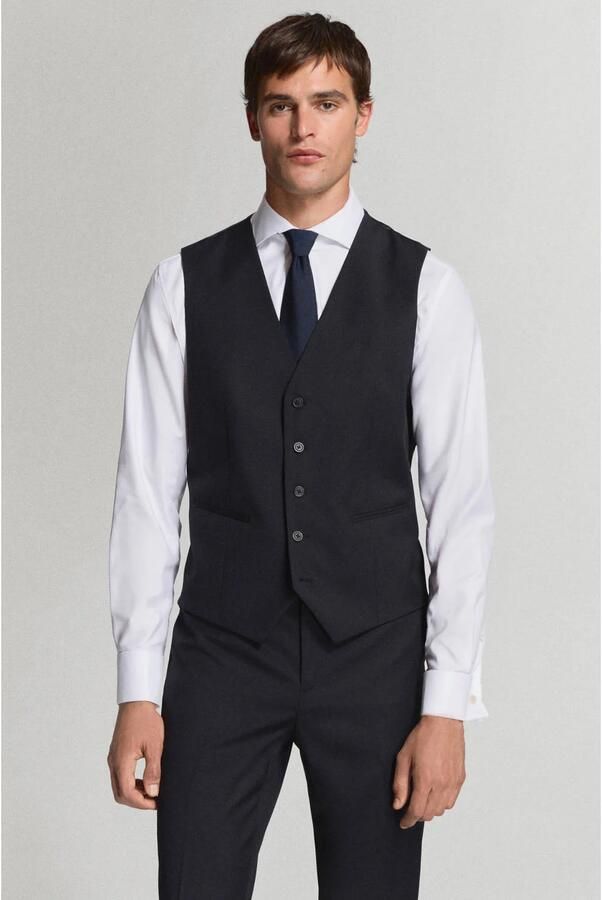 Mango Man wollen gilet donkerblauw