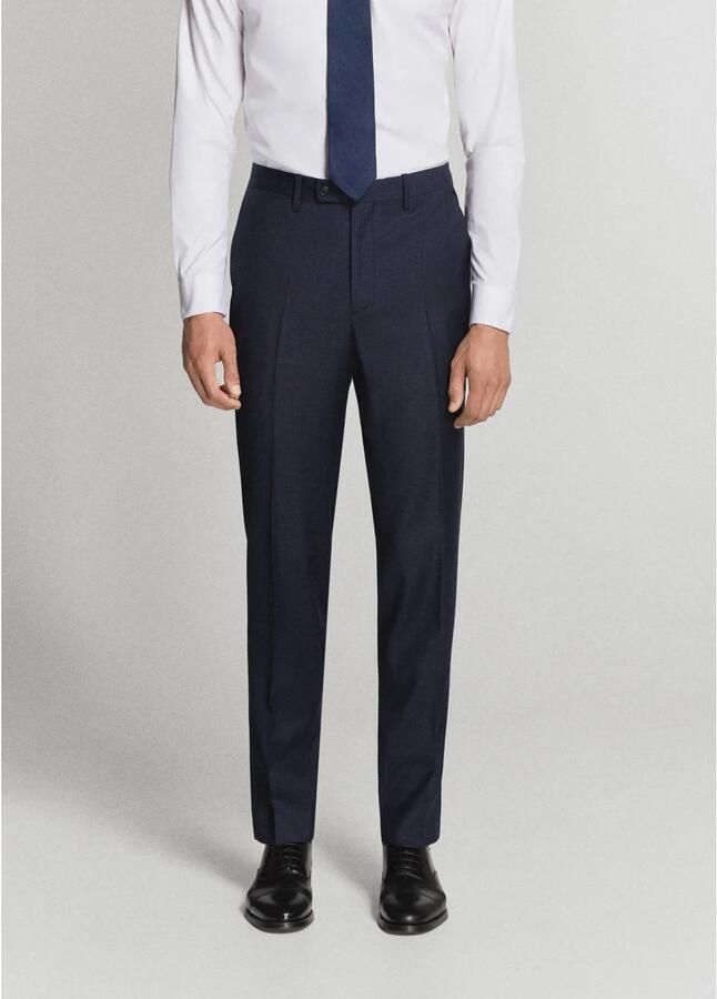 Mango Man wollen pantalon donkerblauw