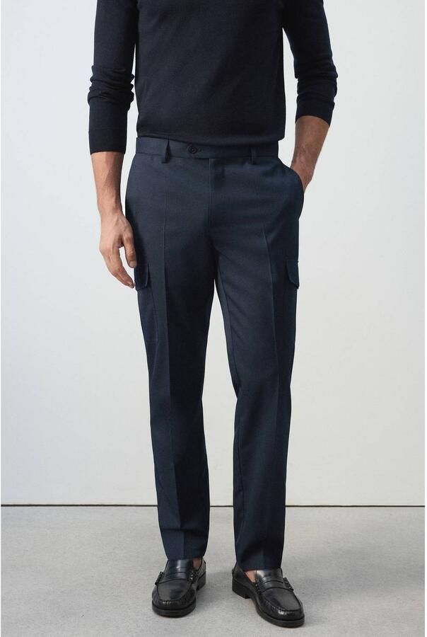 Mango Man wollen regular fit cargobroek marine