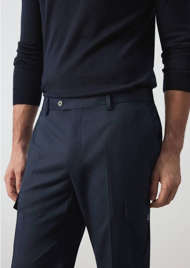 Mango Man wollen regular fit cargobroek marine - Foto 2