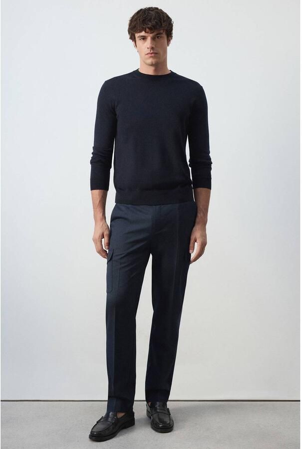 Mango Man wollen regular fit cargobroek marine - Foto 3