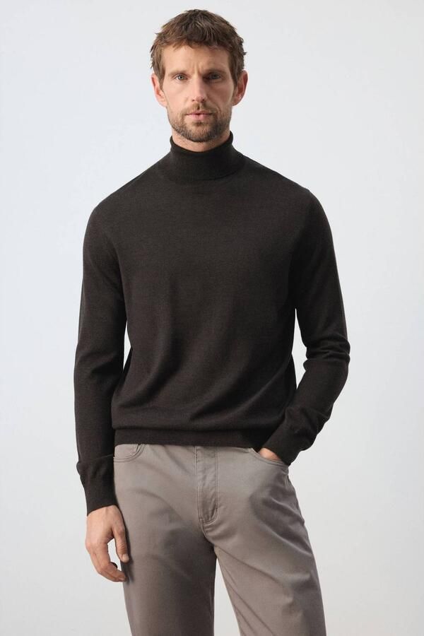 Mango Man wollen regular fit coltrui donkerbruin