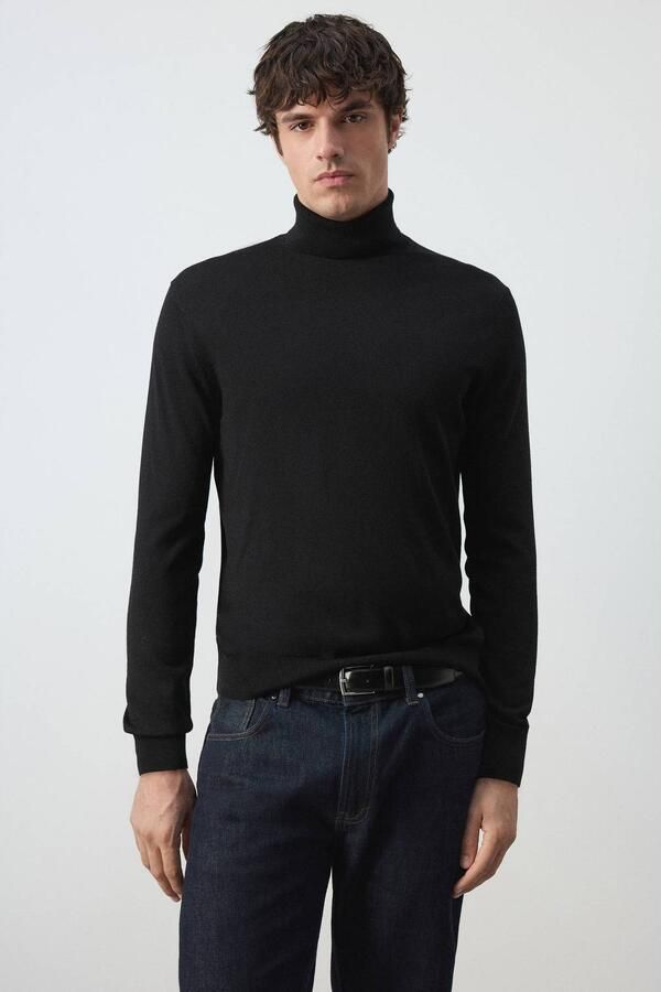 Mango Man wollen regular fit coltrui zwart - Foto 2