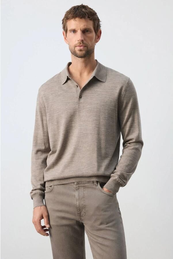 Mango Man wollen regular fit polo beige