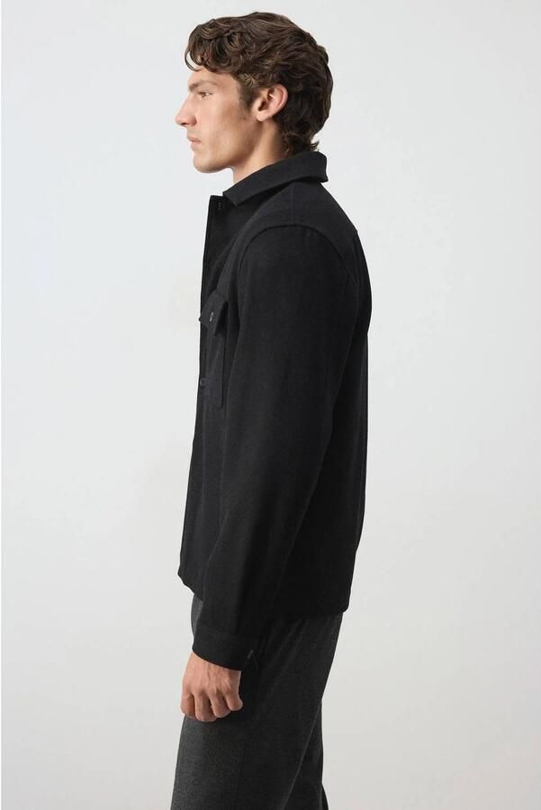 Mango Man wollen regular fit overshirt zwart - Foto 3
