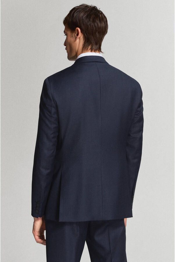 Mango Man wollen slim fit colbert donkerblauw - Foto 2