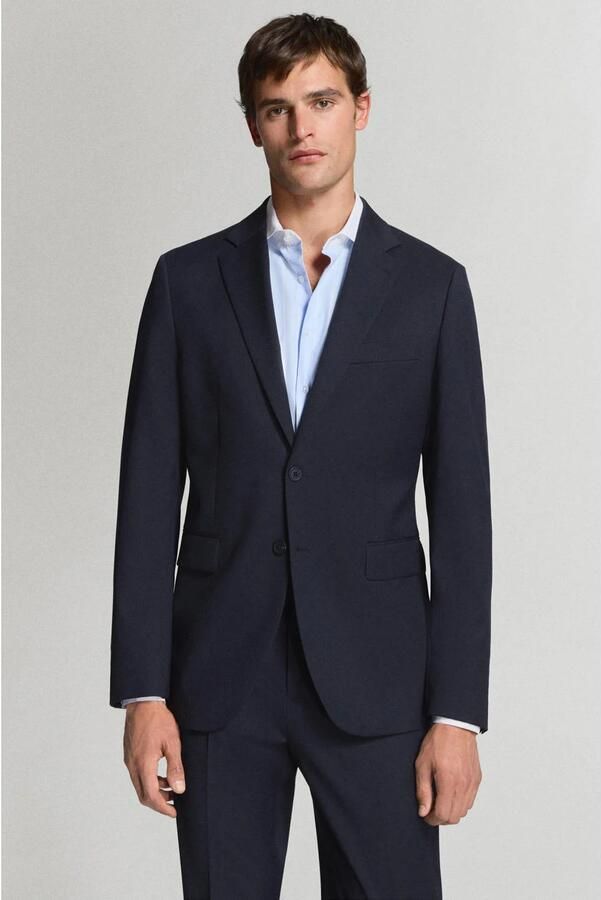 Mango Man wollen slim fit colbert donkerblauw