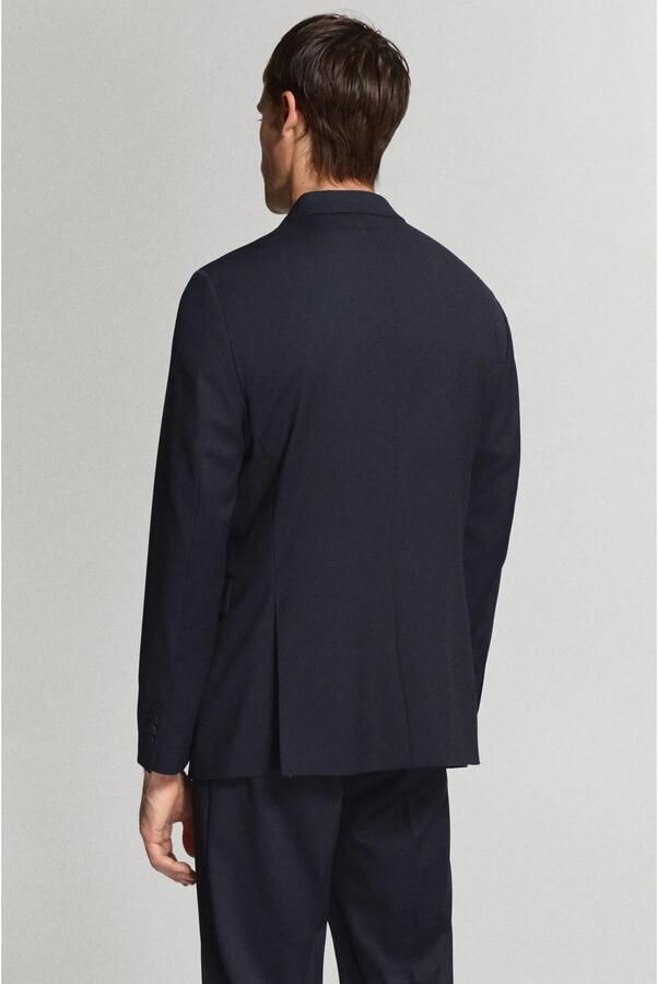 Mango Man wollen slim fit colbert donkerblauw - Foto 2