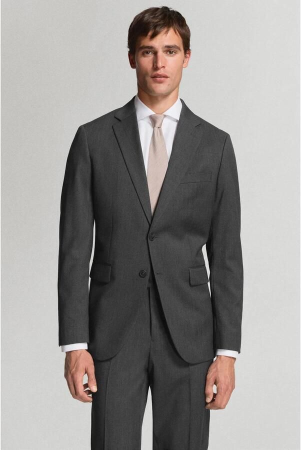 Mango Man wollen slim fit colbert grijs