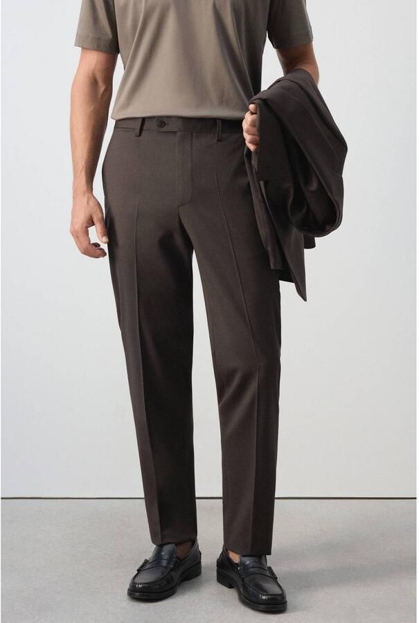 Mango Man wollen slim fit pantalon bruin