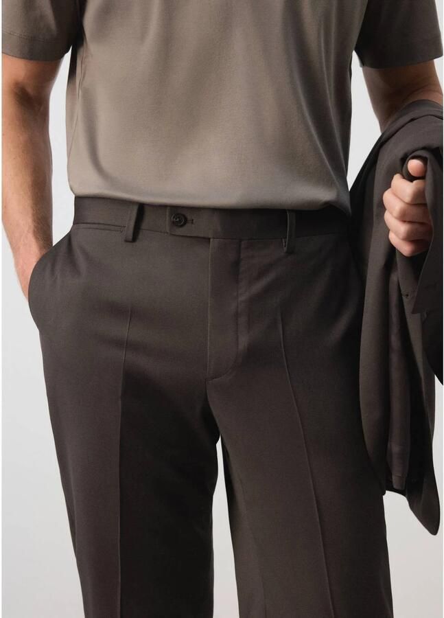 Mango Man wollen slim fit pantalon bruin - Foto 2