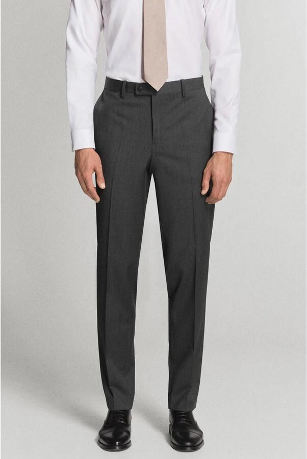 Mango Man wollen slim fit pantalon grijs