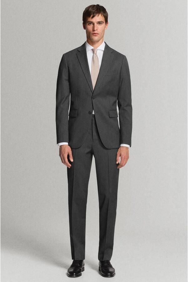 Mango Man wollen slim fit pantalon grijs - Foto 2