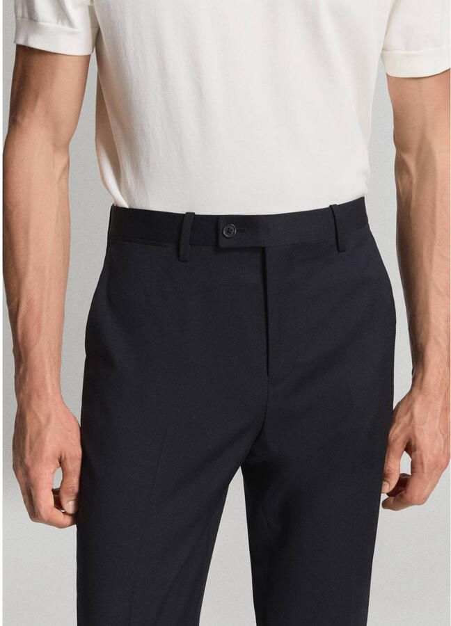 Mango Man wollen slim fit pantalon marineblauw