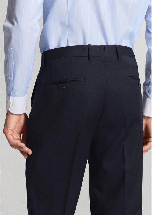 Mango Man wollen slim fit pantalon marineblauw - Foto 3