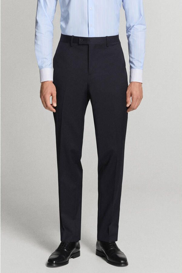 Mango Man wollen slim fit pantalon marineblauw - Foto 4
