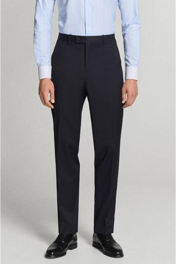 Mango Man wollen slim fit pantalon marineblauw - Foto 2