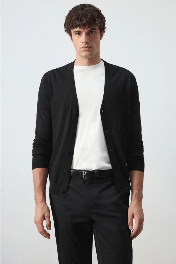 Mango Man wollen vest zwart