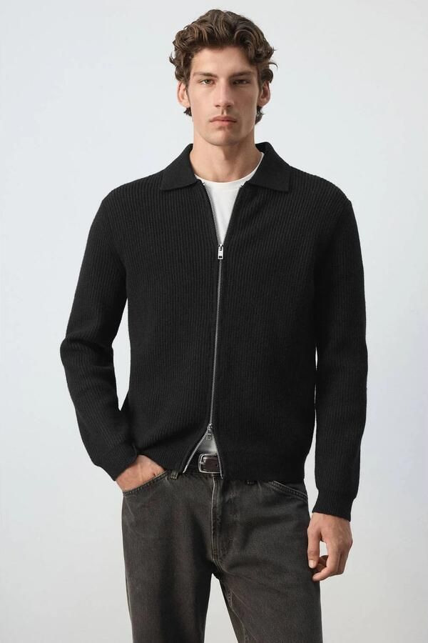 Mango Man wollen vest zwart
