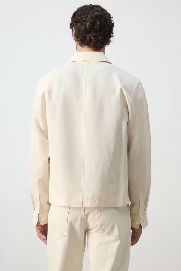 Mango Man zomerjas met linnen naturel wit - Foto 2