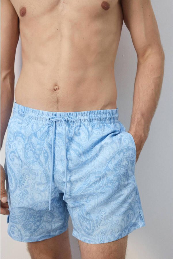 Mango Man zwemshort met paisley print lichtblauw - Foto 3