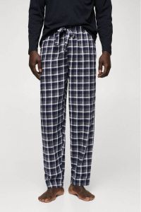 Mango Man pyjama met ruit donkerblauw grijs