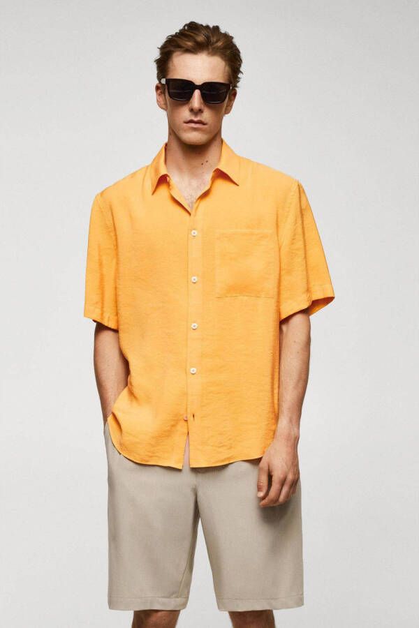 Mango Man regular fit overhemd geel