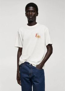 Mango Man regular fit T-shirt met backprint wit
