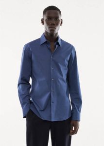 Mango Man slim fit strijkvrij overhemd blauw