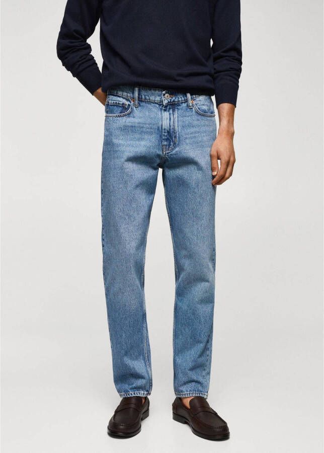 Mango Man straight fit jeans changeant blauw