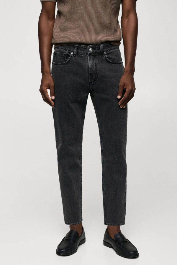Mango Man tapered fit jeans donkergrijs