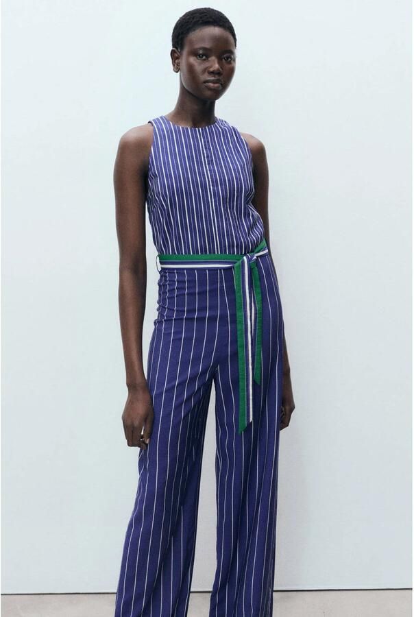 Mango aansluitend jumpsuit blauw
