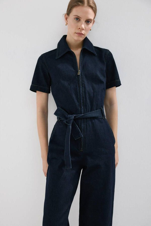 Mango Aansluitend jumpsuit dark blue denim