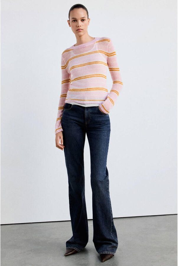 Mango alpaca gestreepte trui roze - Foto 3