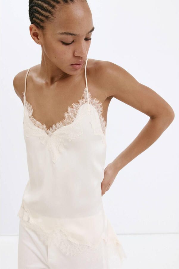 Mango asymmetrische top beige