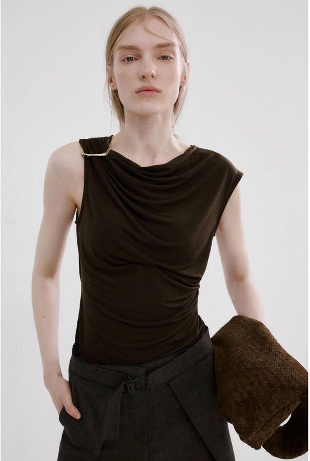 Mango asymmetrische top bruin