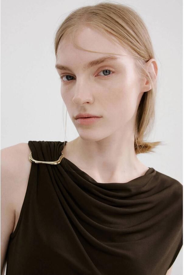 Mango asymmetrische top bruin - Foto 3