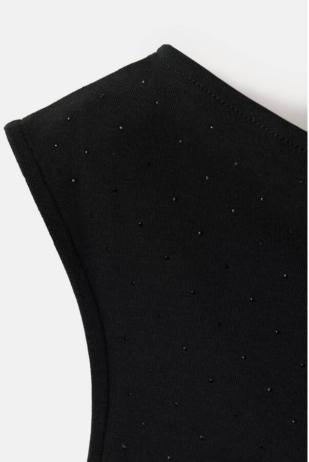 Mango asymmetrische top met strass-steentjes zwart - Foto 3