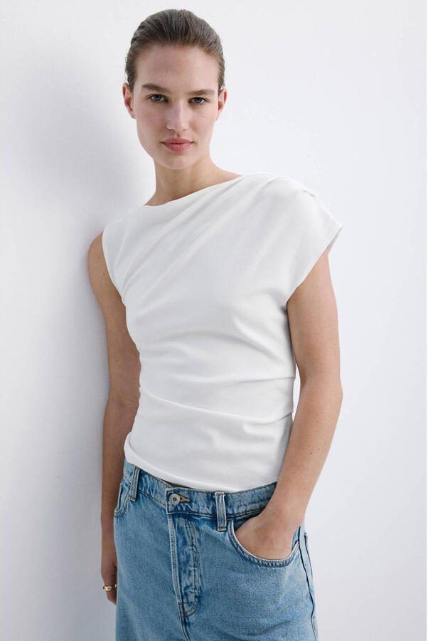 Mango asymmetrische top wit
