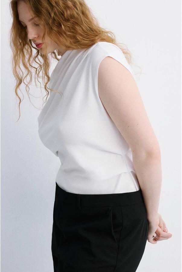 Mango asymmetrische top wit - Foto 3
