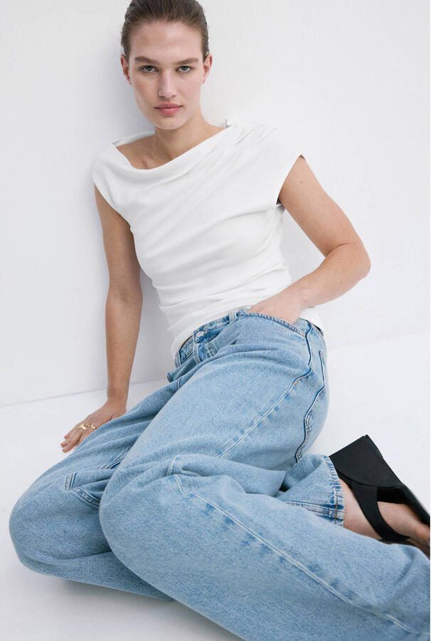 Mango asymmetrische top wit - Foto 2